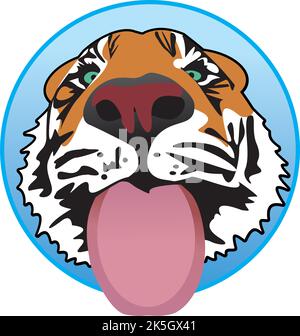 la tigre carina ha bloccato fuori la sua lingua Illustrazione Vettoriale