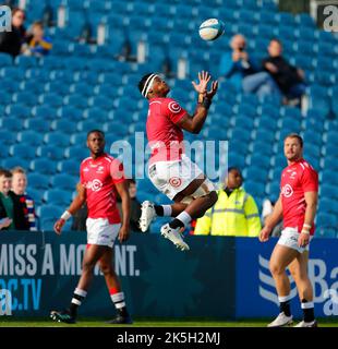 8th ottobre 2022; Royal Dublin Society Arena, Dublino, Irlanda; United Rugby Championships, Leinster contro Cell C Sharks; Cell C Sharks si scaldano prima del calcio d'inizio Foto Stock