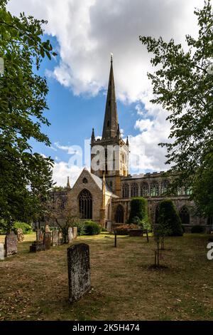 Stratford-upon-Avon, Regno Unito - 31 agosto, 2022: Vista della chiesa della Santissima Trinità e luogo di sepoltura di William Shakespeare Foto Stock