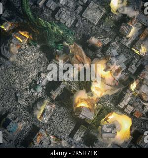 Godzilla attacca la città di Montreal Foto Stock