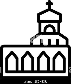 Città chiesa icona contorno vettore. Punto di riferimento della Croazia. Mondo balcanico Illustrazione Vettoriale