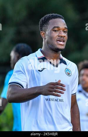 Swansea, Galles. 8 ottobre 2022. Geoffroy Bony di Swansea City durante la partita della Professional Development League Cup tra Swansea City Under 18 e Exeter City Under 18 alla Swansea City Academy di Swansea, Galles, Regno Unito, il 8 ottobre 2022. Credit: Duncan Thomas/Majestic Media. Credit: Majestic Media Ltd/Alamy Live News Foto Stock