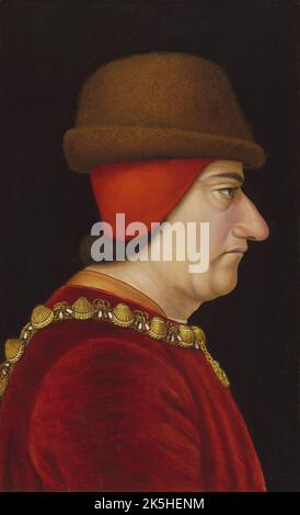 Luigi XI (3 luglio 1423 – 30 agosto 1483) fu re di Francia dal 1461 al 1483. Dipinto di Jacob de Littemont Foto Stock