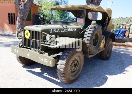 WW II veicolo americano alla cerimonia del 78th° anniversario della liberazione di Bormes-les-Mimosas. Foto Stock