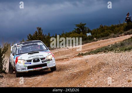 29 MOREL Jean-Luc, ROMERO Pascal, SUBARU WRX N4, azione durante la Rallye Terre des Cardabelles, 5th° round del Championnat de France des Rallyes Terre 2022, dal 7 al 9 ottobre a Millau, Francia - Foto Bastien Roux / DPPI Foto Stock