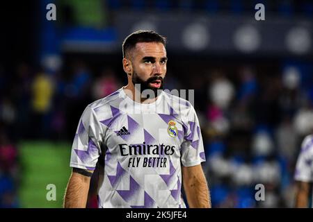 GETAFE, SPAGNA - 8 OTTOBRE: Dani Carvajal del Real Madrid CF durante la partita tra Getafe CF e Real Madrid CF della Liga Santander il 8 ottobre 2022 al Colosseo Alfonso Pérez di Getafe, Spagna. (Foto di Samuel Carreño/ PX Images) Foto Stock