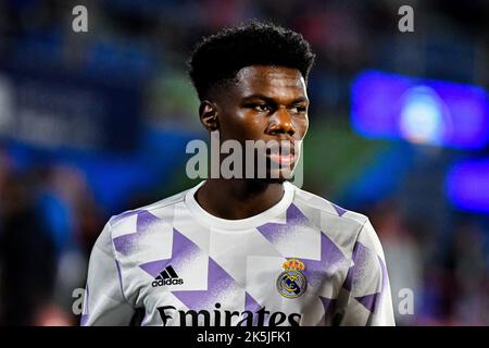 GETAFE, SPAGNA - 8 OTTOBRE: Aurélien Tchouameni del Real Madrid CF durante la partita tra Getafe CF e Real Madrid CF di la Liga Santander il 8 ottobre 2022 al Colosseo Alfonso Pérez di Getafe, Spagna. (Foto di Samuel Carreño/ PX Images) Foto Stock