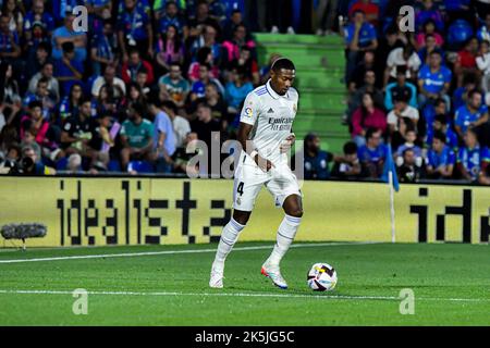 GETAFE, SPAGNA - 8 OTTOBRE: David Alaba del Real Madrid CF durante la partita tra Getafe CF e Real Madrid CF di la Liga Santander il 8 ottobre 2022 al Colosseo Alfonso Pérez di Getafe, Spagna. (Foto di Samuel Carreño/ PX Images) Foto Stock