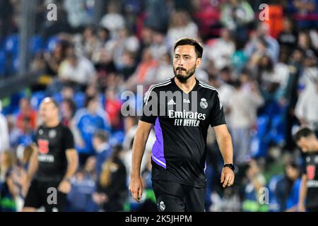 8 ottobre 2022: GETAFE, SPAGNA - 8 OTTOBRE: David Ancelotti del Real Madrid CF durante la partita tra Getafe CF e Real Madrid CF di la Liga Santander il 8 ottobre 2022 al Coliseum Alfonso Pérez di Getafe, Spagna. (Credit Image: © Samuel CarreÃ±o/PX Imagens via ZUMA Press Wire) Foto Stock