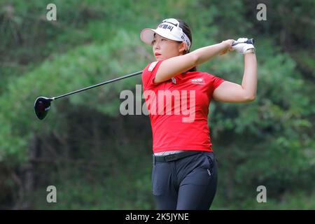 Agosto 25, 2022-Chuncheon, Corea del Sud-Bae so Hyun azione sulla sala 2th durante un Hanhwa Classic 2022 Round 1 al Jade Palace Golf Club a Chun Cheon, Corea del Sud. Foto Stock