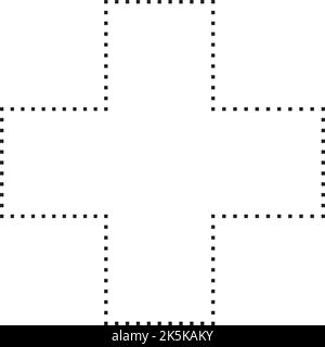 Icona vettoriale a forma di croce con simboli punteggiati per l'elemento dell'interfaccia utente di un disegno grafico creativo in un'illustrazione con pittogramma Illustrazione Vettoriale