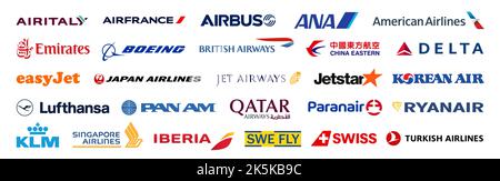 Logo delle principali compagnie aeree al mondo in formato vettoriale Illustrazione Vettoriale