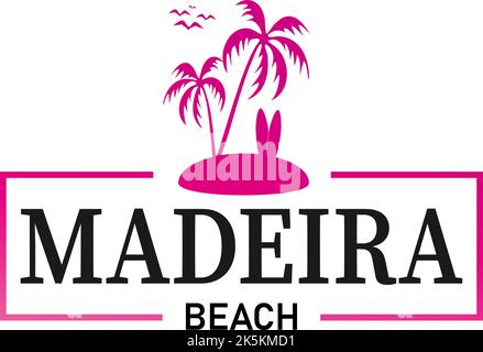 Illustrazione vettoriale, composizione scritta. Isola di Madeira in Portogallo. Calligrafia, logo scritto a mano. Design per cartoline, t-shirt, striscioni Illustrazione Vettoriale