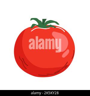 illustrazione vettoriale di pomodoro fresco isolato su bianco Illustrazione Vettoriale