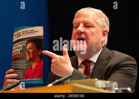 Aberdeen, Scozia, Regno Unito. 9th ottobre 2022. Secondo giorno della conferenza SNP ad Aberdeen. Angus Robertson Segretario del Gabinetto MSP per la Costituzione, gli Affari esteri e la cultura. Iain Masterton/Alamy Live News Foto Stock