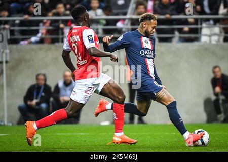 Reims, Francia, Francia. 8th Ott 2022. NEYMAR JR di PSG durante la partita Ligue 1 tra lo Stade de Reims e Parigi Saint-Germain (PSG) allo stadio Auguste Delaune il 08 ottobre 2022 a Reims, Francia. (Credit Image: © Matthieu Mirville/ZUMA Press Wire) Foto Stock