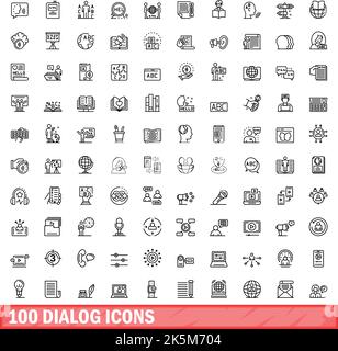 100 icone di dialogo impostate. Illustrazione di 100 icone di dialogo set di vettori isolato su sfondo bianco Illustrazione Vettoriale