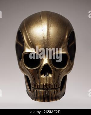 3D illustrazione di un cranio dorato isolato sullo sfondo. Foto Stock