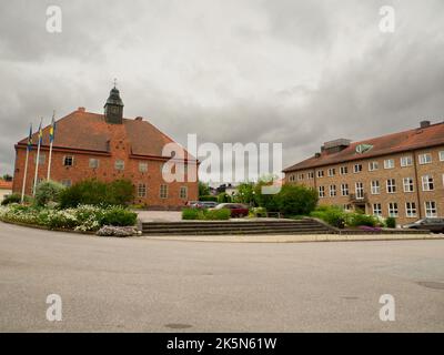 Nykoping, Svezia - 28 agosto 2019: Strade nella piccola città della Svezia meridionale. Nyköping, Nord Europa Foto Stock