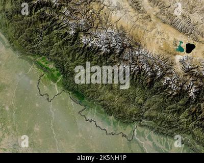 Uttarakhand, stato dell'India. Mappa satellitare a bassa risoluzione Foto Stock