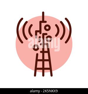 Icona della linea di trasmissione. Torre di trasmissione. Pittogramma per la pagina Web Illustrazione Vettoriale