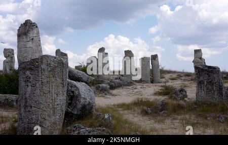 Formazione di Pobiti Kamani in Bulgaria, fenomeno roccioso simile al deserto situato nella provincia nord-occidentale di Varna Foto Stock