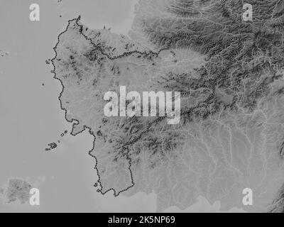 Kalimantan Barat, provincia dell'Indonesia. Mappa in scala di grigi con laghi e fiumi Foto Stock