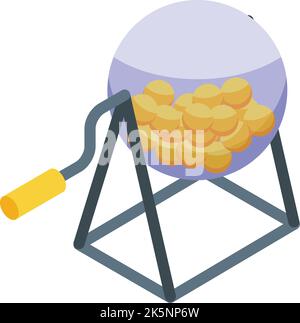 Vettore isometrico dell'icona della palla di sweepstake. Sorteggio fortunato. Programma di premi Illustrazione Vettoriale