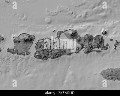 Nusa Tenggara Barat, provincia dell'Indonesia. Mappa altimetrica bilivello con laghi e fiumi Foto Stock