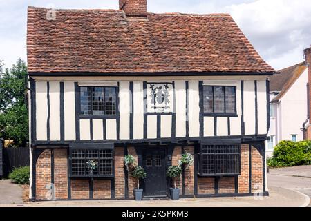 16th ° secolo casa a graticcio, West Street, Coggeshall, Essex, Inghilterra, Regno Unito Foto Stock