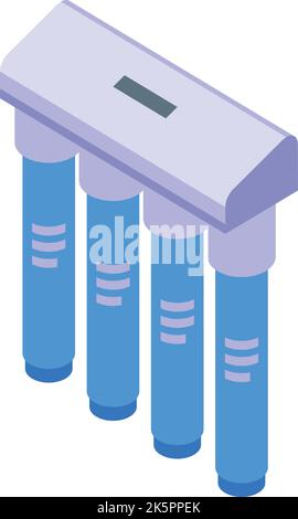 Vettore isometrico dell'icona del sistema di osmosi dell'acqua. Sistema di inversione. Apparecchiature domestiche Illustrazione Vettoriale