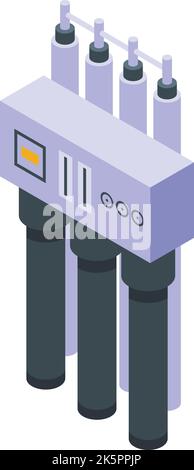 Vettore isometrico dell'icona del sistema di osmosi dell'acqua. Filtro inverso. Apparecchiature domestiche Illustrazione Vettoriale