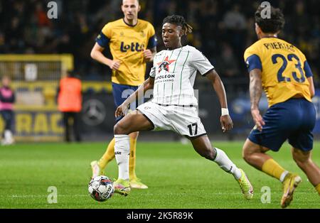 Abu Francis di Cercle è stato raffigurato in azione durante una partita di calcio tra RUSG Royale Union Saint-Gilloise e Cercle Brugge, domenica 09 ottobre 2022 a Forest-Vorst, Bruxelles, il 11° giorno della prima divisione del campionato belga della 'Jupiler Pro League' del 2022-2023. FOTO DI BELGA DAVID CATRY Foto Stock