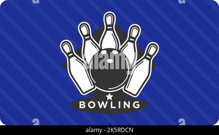Bowling club, gioco per attività ricreative o sport vettore Illustrazione Vettoriale