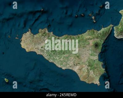 Sicilia, regione autonoma d'Italia. Mappa satellitare ad alta risoluzione Foto Stock