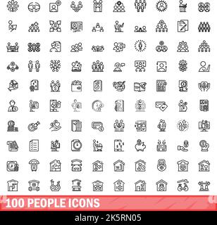 100 icone persone impostate. Illustrazione di 100 persone icone vettore set isolato su sfondo bianco Illustrazione Vettoriale