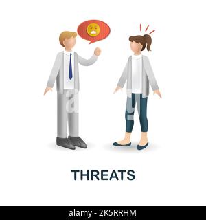 Icona minacce. 3d illustrazione della raccolta delle molestie. Creative Threats 3D icona per web design, modelli, infografiche e altro ancora Illustrazione Vettoriale