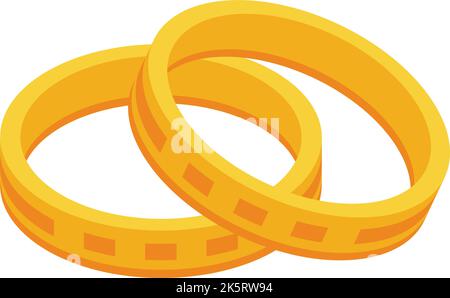 Wedding ring icona vettore isometrico. Pianificare l'evento. Servizio nuziale Illustrazione Vettoriale