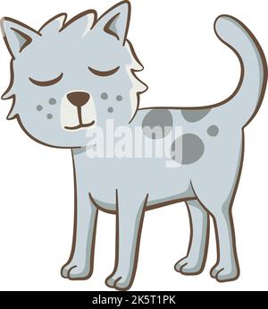 Illustrazione carina di un gatto piccolo. Illustrazione vettoriale su sfondo bianco. Illustrazione Vettoriale
