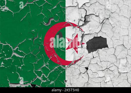 3D Bandiera dell'Algeria su un vecchio sfondo di pietra. Foto Stock