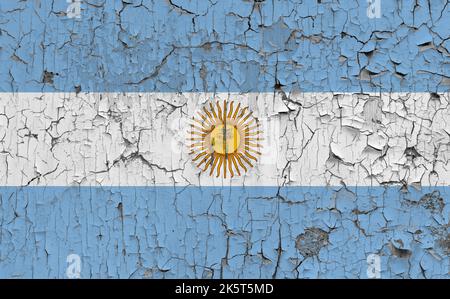3D Bandiera dell'Argentina su un vecchio sfondo di pietra. Foto Stock