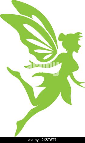 Modello di illustrazione del disegno dell'icona del logo della fata Illustrazione Vettoriale