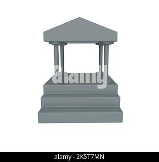 Minimal 3D Illustrazione Banca edificio icona di stile antico con la colonna. Concetto di business e finanza. Foto Stock