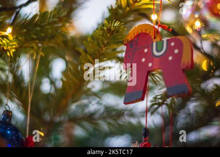 Natale sfondo festa con decorazioni albero Foto Stock