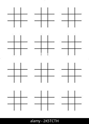 TIC TAC Toe 12 giochi in una tabella variazioni pagina, pagina attività bambini Illustrazione Vettoriale