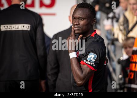 Aarhus, Danimarca. 09th Ott 2022. Pione Sisto del FC Midtjylland visto dopo l'incontro Superliga del 3F tra Aarhus GF e FC Midtjylland al Ceres Park di Aarhus. (Photo Credit: Gonzales Photo/Alamy Live News Foto Stock