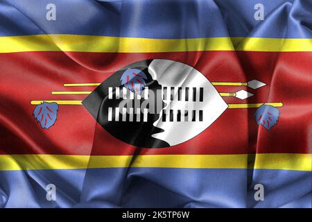 La bandiera di Eswatini - 3D realistiche bandiere ondulate in tessuto Foto Stock
