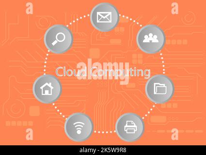 diagramma grafico concetto di cloud computing infrastruttura link access data management illustrazione vettoriale Illustrazione Vettoriale