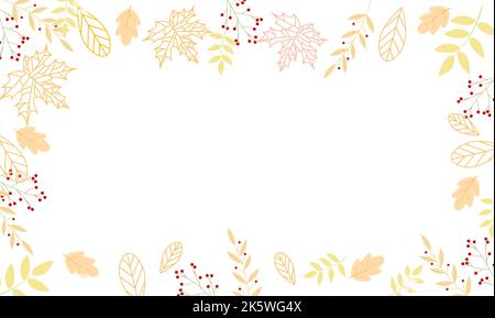 Autunno da foglie di quercia e acero, rami e bacche. Per il tuo progetto. Illustrazione vettoriale. Illustrazione Vettoriale