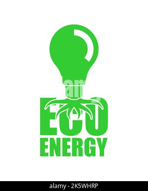 Eco-energia. Lampada di terra. Simbolo di produzione elettrica ecologica. Segno verde di energia. Illustrazione Vettoriale